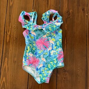 Boden Blue and Pink Kids Swim One Piece